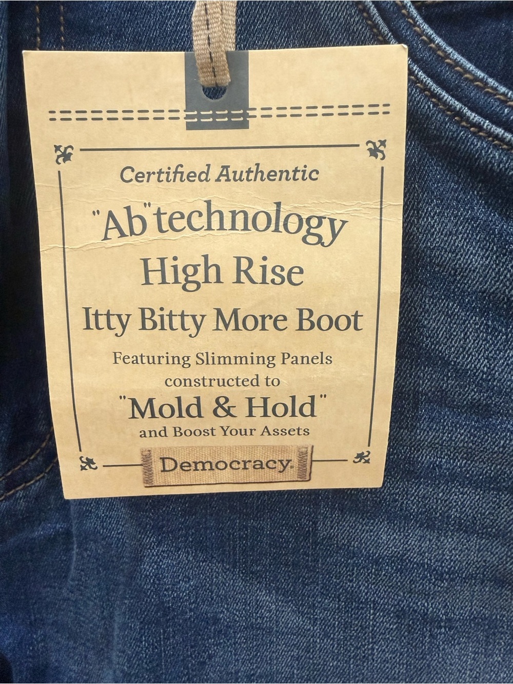 Democracy High Rise Itty Bitty More Boot Jeans - Dark Blue Denim